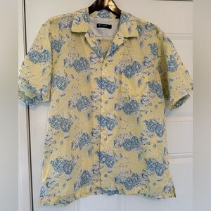 Cremieux Men Large Yellow Floral Short sleeve Button Down Shirt
